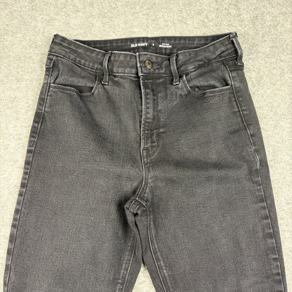 Old‎ Navy High-Rise Straight Jeans Womens Size 8 Black Denim Preppy High Waisted